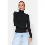 Trendyol Black Premium Soft Fabric Turtleneck Fitted/Slip-On Knitted Blouse