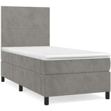 Box spring krevet s madracem svjetlosivi 90x190 cm baršunasti | shoptok.hr