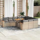 vidaXL 11-dijelni set vrtnih sofa od poliratana s jastucima bež bagrem | shoptok.hr