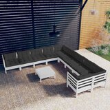  Vrtna sedežna garnitura 11-delna z blazinami bela borovina, (20760467) | Shoptok.si