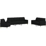  3-dijelni set sofa s ukrasnim jastucima crni od tkanine | Eponuda.ba