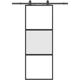  Klizna vrata s priborom crna 76 x 205 cm kaljeno staklo | shoptok.hr