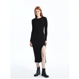 LC Waikiki Women's Crew Neck Straight Long Sleeve Bodycon Dress