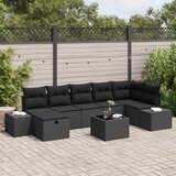 vidaXL 8-delna vrtna kavčna garnitura z blazinami črna poli ratan, (22092072) | Shoptok.si