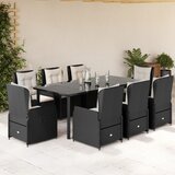 vidaXL 9-dijelni vrtni blagovaonski set s jastucima crni od poliratana | shoptok.hr