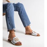 Gemre Silver flip-flops with decorative buckle Safi | Shoptok.si