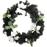  Božićni vijenac s LED svjetlima crni 60 cm PVC | shoptok.hr