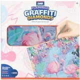 Graffiti diamonds, blind ram sa bockalicama, flamingo, bela, 30x30cm