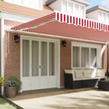 vidaXL Avtomatska retraktibilna tenda Rdeče in bele črte 600x300 cm | Shoptok.si