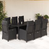  3-dijelni vrtni blagovaonski set s jastucima od poliratana crni Crna 90 cm table length | shoptok.hr