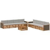 vidaXL Zunanja garnitura za sedenje 9 pcs Naravna in svetlo siva, (5000280926) | Shoptok.si