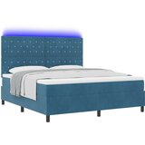 vidaXL Postelja na vzmet s ležiščem in LED temno modra 180x200 cm žamet, (22050494) | Shoptok.si