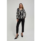 Marisse Patterned V-Neck Shirt, Black | shoptok.hr