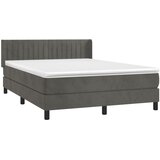  Krevet s oprugama i madracem tamnosivi 200x200 cm baršunasti | shoptok.hr