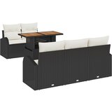 vidaXL set od 6 komada vrtnih sofa s jastučićima crni poli ratan, dvosed vrtni kauč sa skladištem i jastučićima crni poli ratan | shoptok.hr