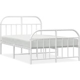 The Living Store Kovinski posteljni okvir z vzglavjem in vznožjem bel 120x190 cm - Posteljni Okvir, (21529870) | Shoptok.si