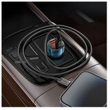 hoco. avtopolnilec USB QC 3.0 + Type C + kabel Type C v Type C PD 48W Leader Z50 kovinsko siv | Shoptok.si