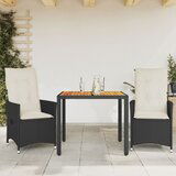 vidaXL 3-dijelni bistro set s jastucima poliratan i bagrema crni | shoptok.hr