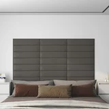 vidaXL Stenski paneli 12 kosov sivi 60x15 cm umetno usnje 1,08 m²