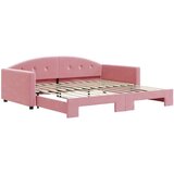 vidaXL Izvlečna dnevna postelja roza 100x200 cm žamet | Shoptok.si