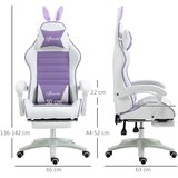  Ergonomska gamerska stolica s lumbalnom potporom osloncem za noge zečjim ušima naslonom za glavu ljubičasta | shoptok.hr