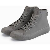 Ombre Men's high top sneakers with zipper for easy donning - dark beige Cijene