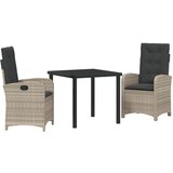 vidaXL 3-dijelni set vrtne blagovaonice s jastučićima u svjetlosivom PVC ratan | shoptok.hr