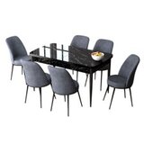Hanah home set trpezarijski sto i 6 stolica zen black marble fume | ePonuda.com
