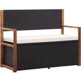 The Living Store Klop za shranjevanje 115 cm poli ratan in trdna akacija črna - Klop S Prostorom Za Shranjevanje, (21485349) | Shoptok.si