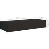 vidaXL Zidna polica s ladicom crna 60 x 23,5 x 10 cm MDF | shoptok.hr