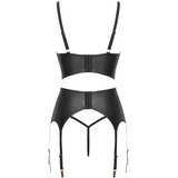 Abierta Fina trodijelni čipkasti set s podvezicama (crni) | shoptok.hr