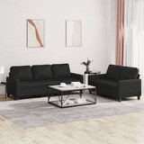 vidaXL Sedežna garnitura 2-delna z blazinami črno umetno usn | Shoptok.si