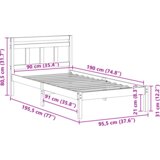  Krevetna konstrukcija Smeđa 160 cm x 200 cm Masivna borovina | shoptok.hr