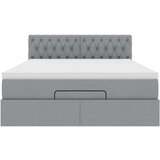 vidaXL Otomanska postelja z vzmetnico siv 140x190 cm blago | Shoptok.si