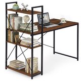 ModernHome uredski stol 120 × 60 cm s policom i 3 police – crno tamno smeđi | shoptok.hr