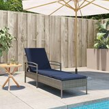 vidaXL Ležaljka za sunčanje s jastukom siva 63x200x81 cm poli ratan (samo za SAD) | shoptok.hr