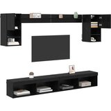 TV zidne jedinice s LED-om 6 pcs Crni hrast Konstruirano drvo | shoptok.hr