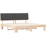  Krevetni okvir s tapiciranim uzglavljem Tamno siva 200 x 200 cm | shoptok.hr