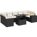 Maison Chic Seti vrtnega pohištva - Vrtna garnitura - Vrtni pohištvo set 8-delna z blazinami črn poli ratan, (21798989) | Shoptok.si