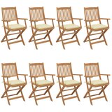 vidaXL zložljivi vrtni stoli 8 kosov z blazinami trden akacijev les | Shoptok.si