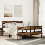 vidaXL Kovinski posteljni okvir brez vzmetnice dimljen hrast 140x200cm Cene