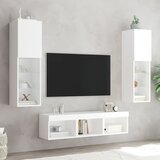  5-dijelni zidni TV elementi s LED bijeli od konstruiranog drva | shoptok.hr