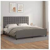  Posteljni okvir z vzglavjem siva 200x200 cm umetno usnje | Shoptok.si