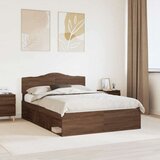 Konstrukcija postelje z vzglavjem Rjav hrast 140 x 200 cm, (5000102484) | Shoptok.si