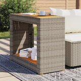  Vrtni bočni stolić s drvenom pločom sivi 100x40x75 cm poliratan | shoptok.hr