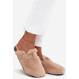 Boto Furry Women's Platform Slides with Strap and Buckle Beige Noraline | shoptok.hr