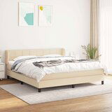  Box spring postelja z vzmetnico krem 180x200 cm blago | Shoptok.si