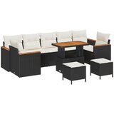 vidaXL 10-dijelni vrtni set sofe s jastučićima, crni poli rattan akacija, 3-dijelni vrtni blagovaonski set s jastučićima, crni poli rattan akacija Cijene