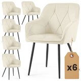 AKORD Diamante Prešiti Jedilni Stoli Iz Žameta, Komplet 6 Stolov, Kremna, Črne Noge, (5000333395) | Shoptok.si