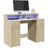  Radni stol s LED svjetlima hrast 120x55x91 cm konstruirano drvo | Eponuda.com